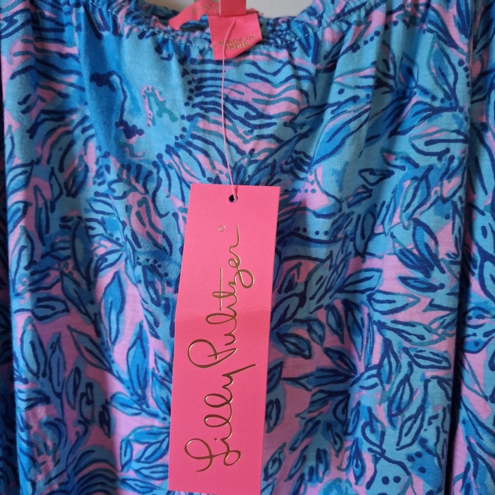 Lilly Pulitzer Vibrant Blue and Pink Top - Picture 4 of 5